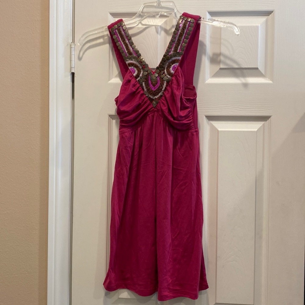 Beaded, V-neck, sleeveless dress